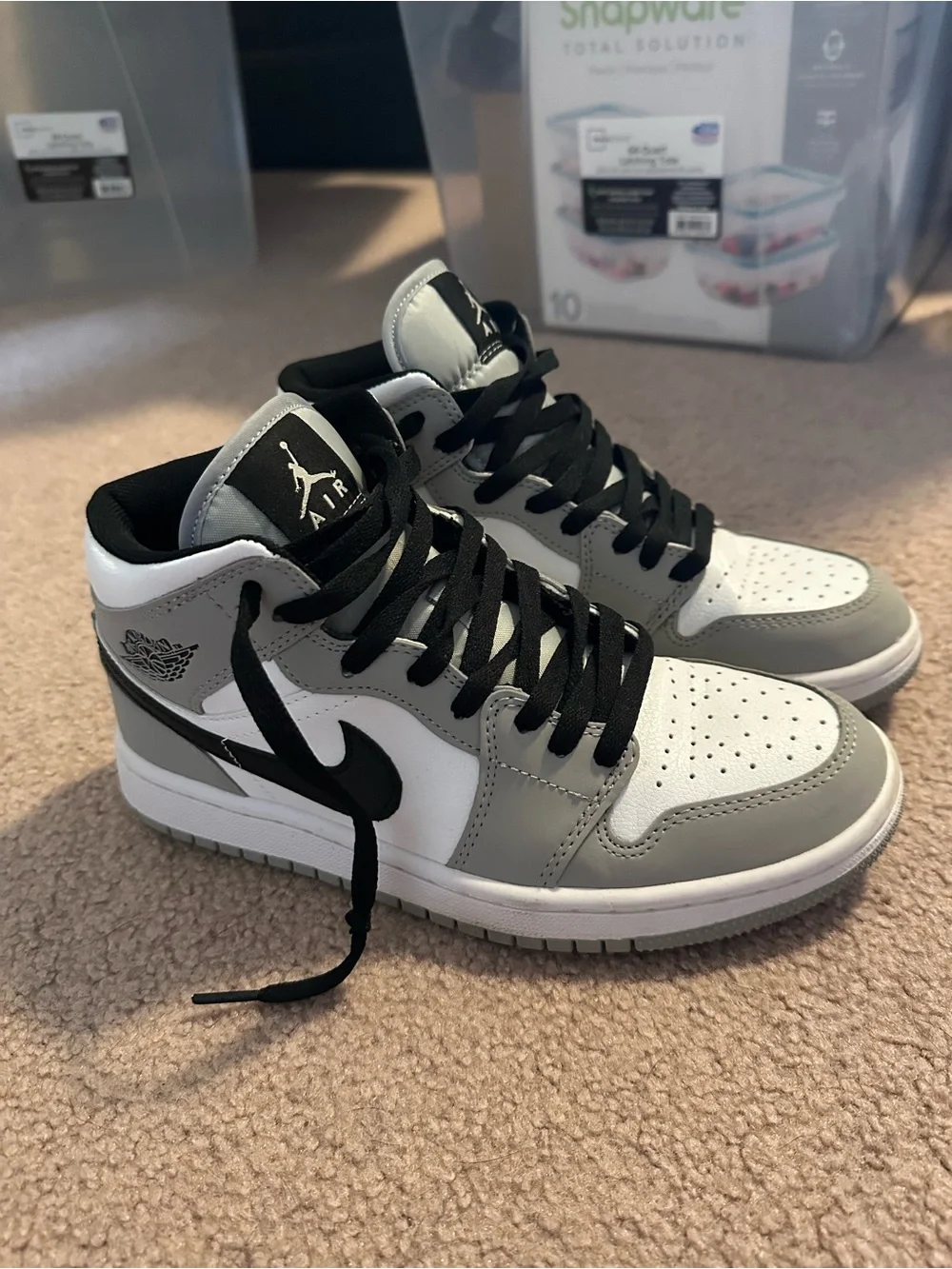 Alternative Jordan Mid Sneakers - White, Gray, Black